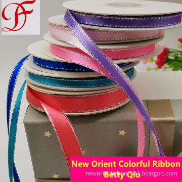 Manufacture Gold Satin Ribbon Silver Satin Ribbon for Christmas/Packing Supplier Free Sample Ribbon